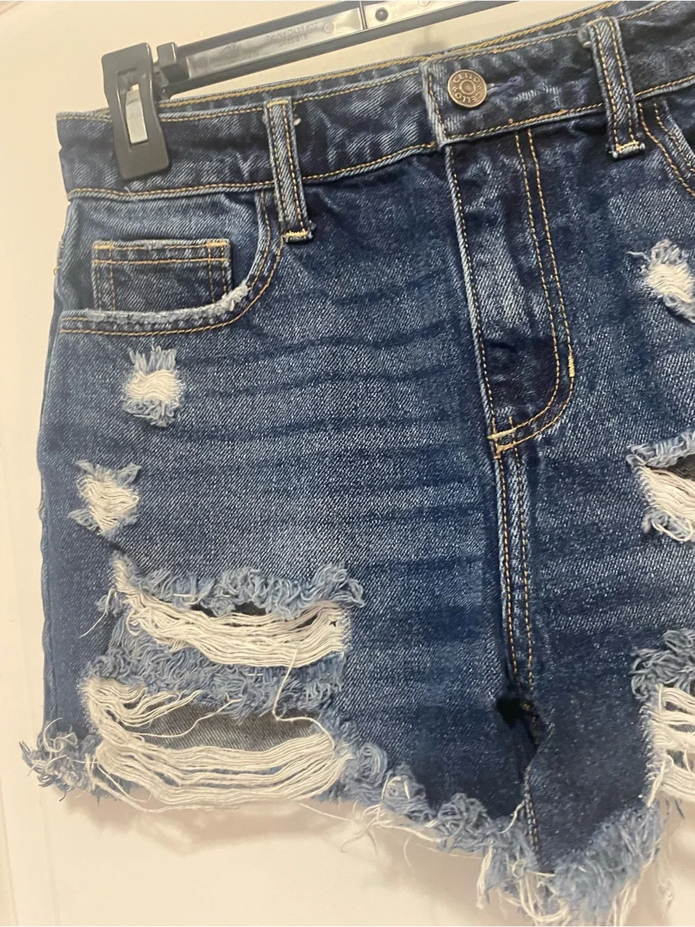 Cello Dark Blue Distressed Denim Shorts